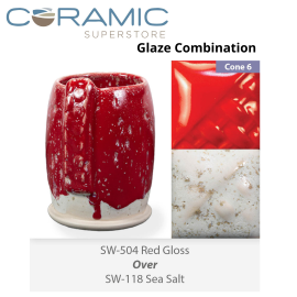 Red Gloss SW-504 over Sea Salt SW-118 Stoneware Combination
